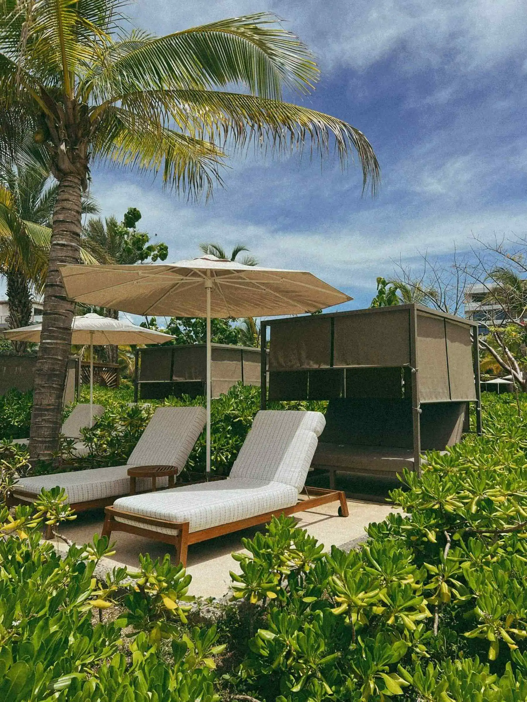 Private cabana with loungers
