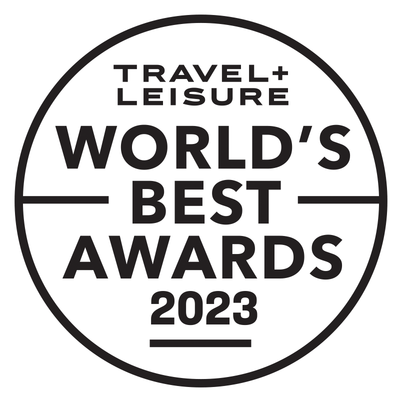 TRAVEL+LEISURE WORLD'S BEST AWARDS 2023 crafted in black ink on a blank canvas.